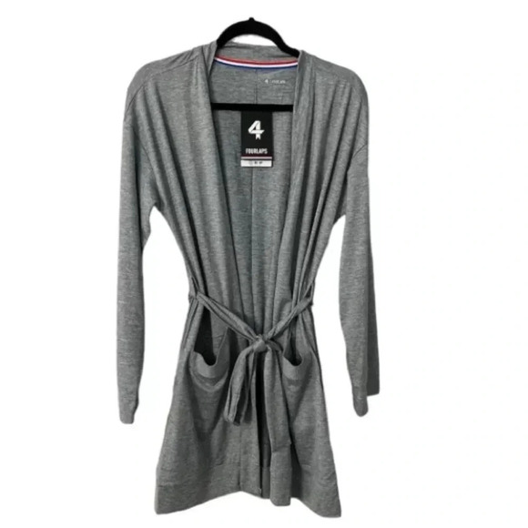 Fourlaps Stratus Wrap Grey Heather Women's Tie Front Robe/Cardigan Size L NWT - Picture 1 of 10